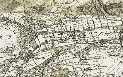Old map of Bog nam Biast in 1911-1912