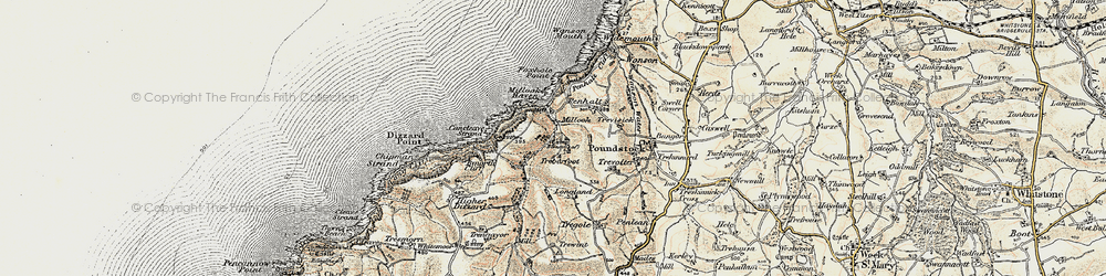 Old map of Millook in 1900