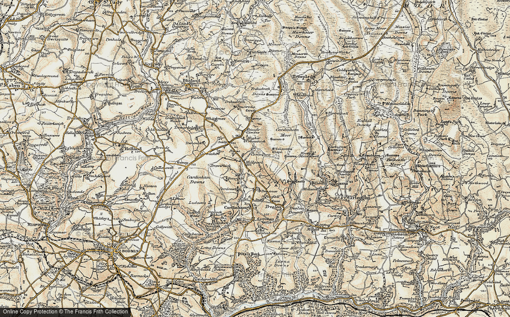 Old Map of Historic Map covering Bodmin Airfield in 1900