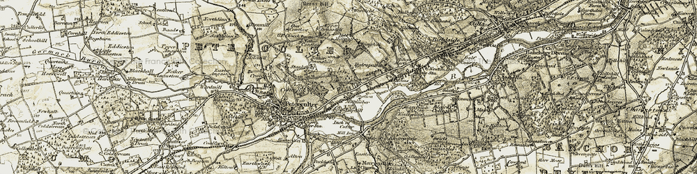 Old map of Milltimber in 1908-1909