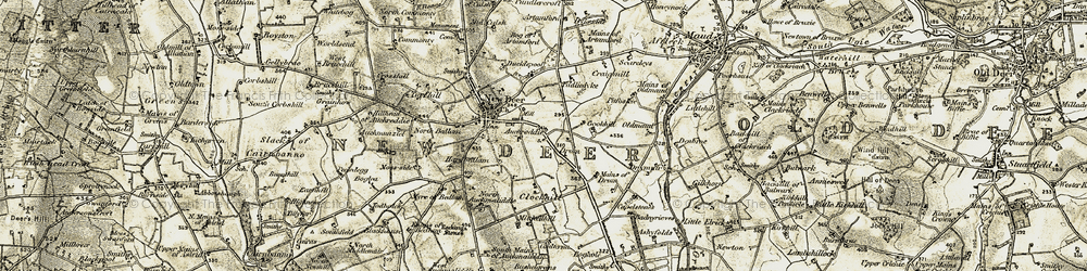 Old map of Milltown of Auchreddie in 1909-1910