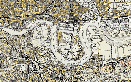 Old map of Millwall in 1897-1902