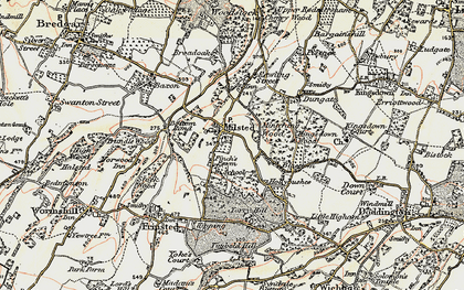 Old map of Milstead in 1897-1898