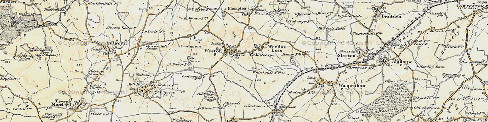 Old map of Astwell Ho in 1898-1901