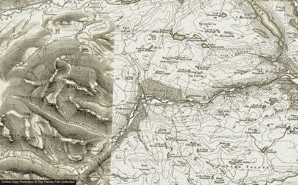 Old Map of Historic Map covering Achlorachan in 1908-1912