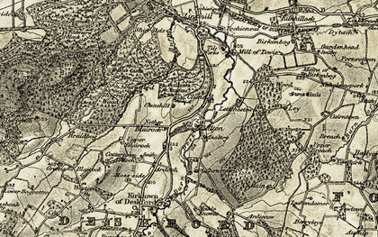Old map of Burn of Deskford in 1910