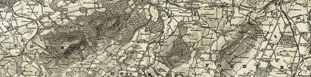 Old map of Burn of Deskford in 1910