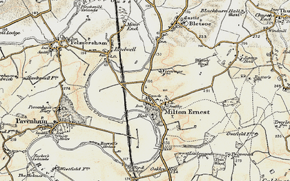 Old map of Milton Ernest in 1898-1901
