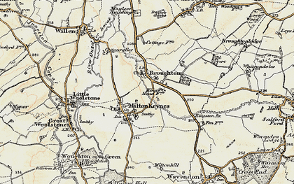 Old map of Milton Keynes Village in 1898-1901