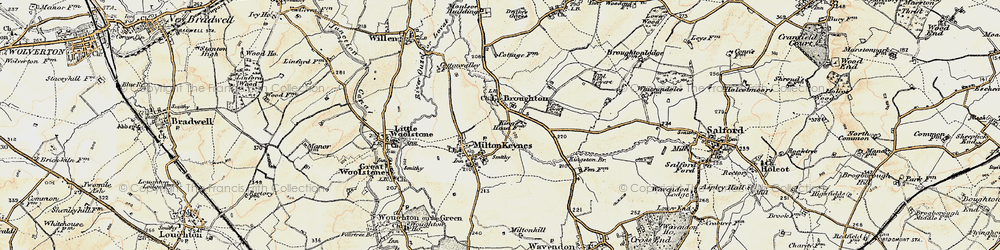 Old map of Milton Keynes Village in 1898-1901