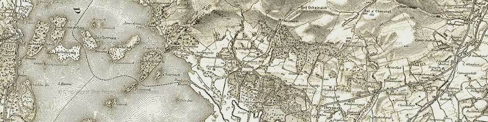 Old map of Breac Leac in 1905-1907