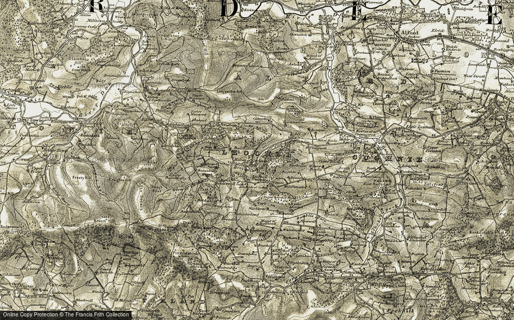 Old Map of Historic Map covering Beadshallock Hill in 1908-1909