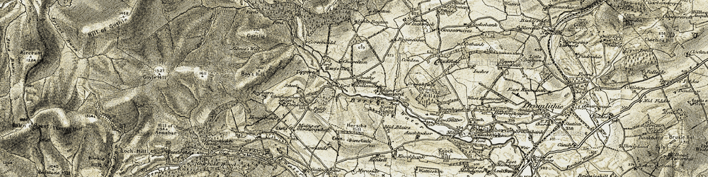Old map of Brawliemuir in 1908-1909