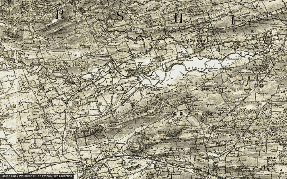 Old Map of Historic Map covering Bogardo in 1907-1908