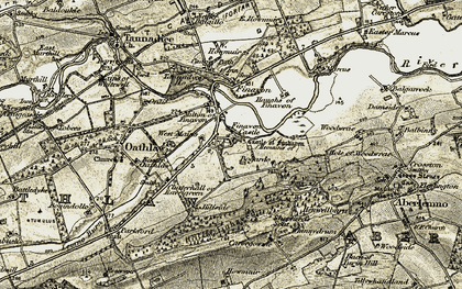 Old map of Milton of Finavon in 1907-1908