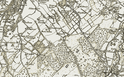 Old map of Milton of Leys in 1908-1912