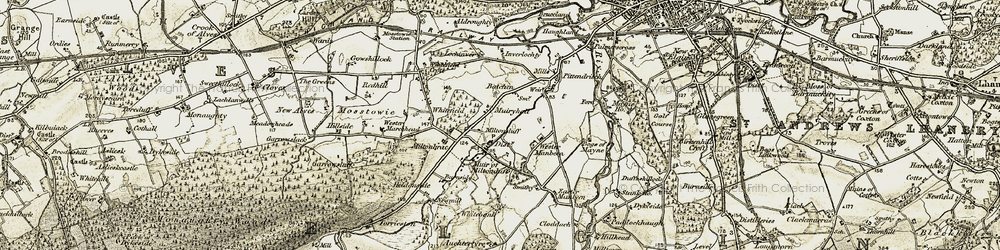Old map of Miltonduff in 1910-1911