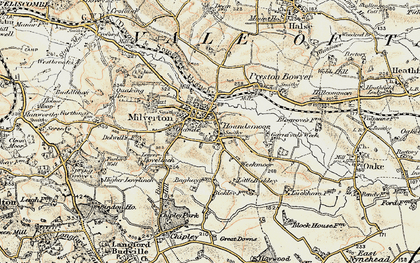 Old map of Milverton in 1898-1900