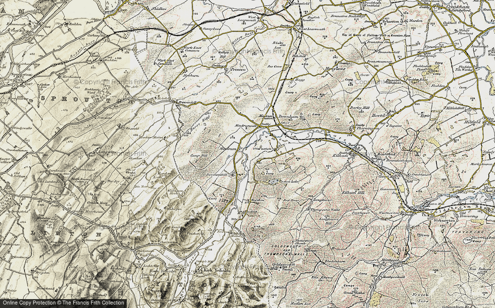 Old Map of Historic Map covering Bowmont Hill in 1901-1904