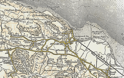 Old map of Minehead in 1899-1900
