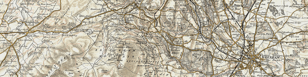 Old map of Minera in 1902-1903