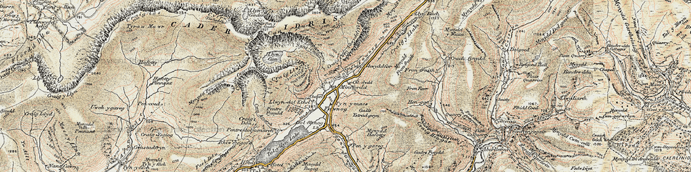 Old map of Afon Fawnog in 1902-1903