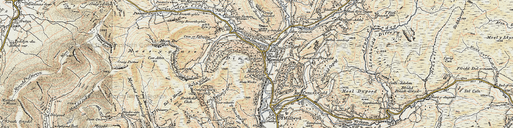 Old map of Afon Cerist in 1902-1903