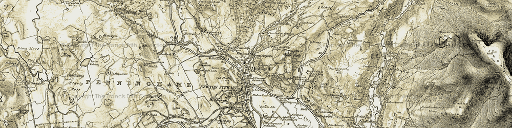 Old map of Minnigaff in 1905