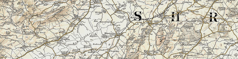 Old map of Minsterley in 1902-1903