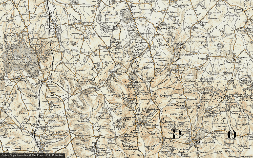 Old Map of Historic Map covering Bazon Hill in 1899