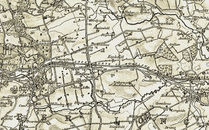Old map of Mintlaw in 1909-1910