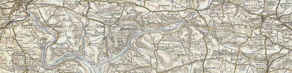 Old map of Minwear in 1901-1912