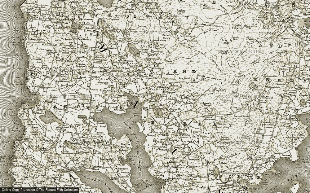 Old Map of Mirbister, 1912 in 1912