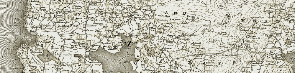 Old map of Mirbister in 1912