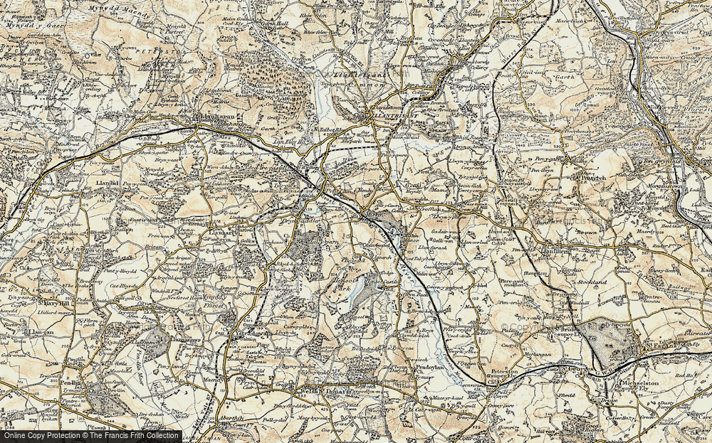 Old Map of Historic Map covering Hensol in 1899-1900