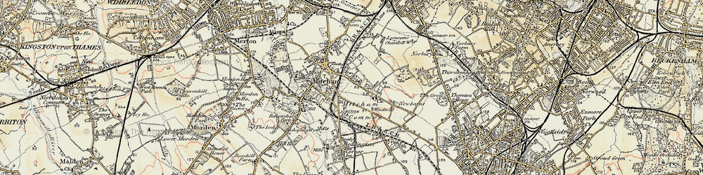 Old map of Mitcham in 1897-1909