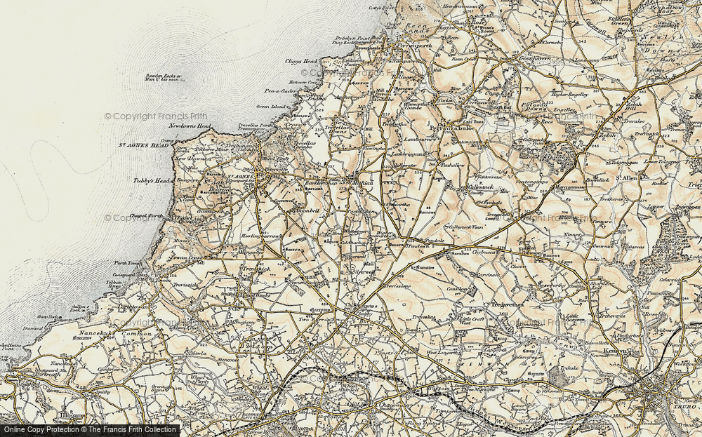 Old Map of Mithian Downs, 1900 in 1900