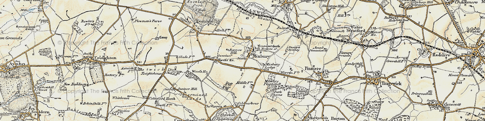 Old map of Mixbury in 1898-1899