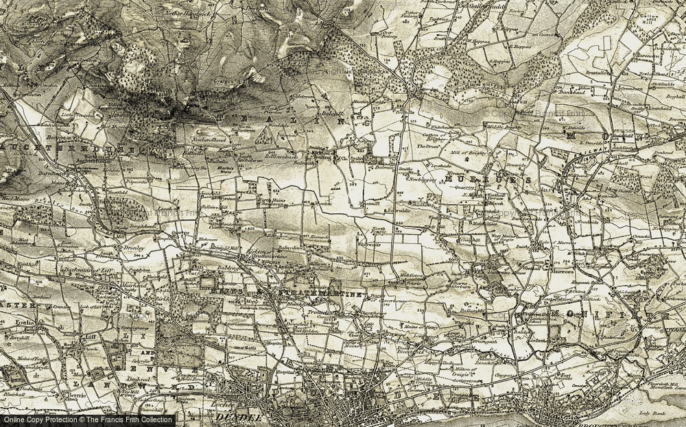 Old Map of Historic Map covering Whitewalls in 1907-1908