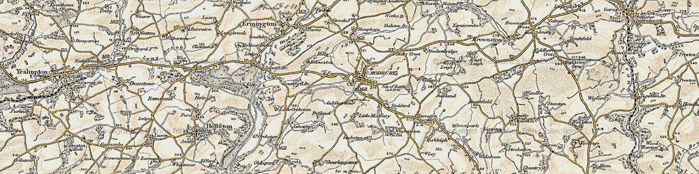 Old map of Modbury in 1899-1900