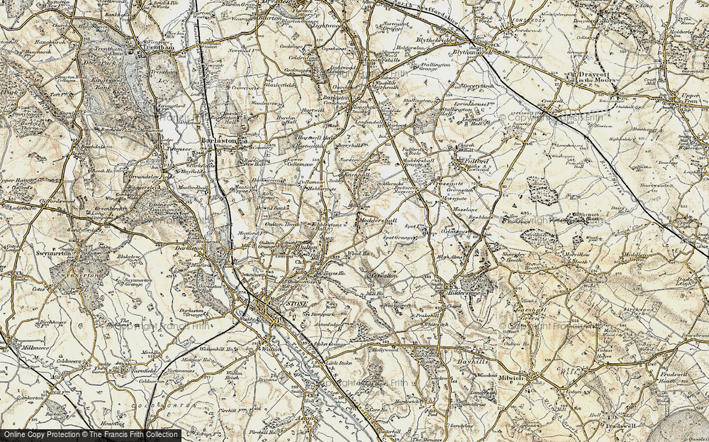 Old Map of Moddershall, 1902 in 1902