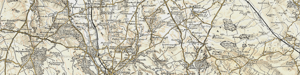 Old map of Moddershall in 1902