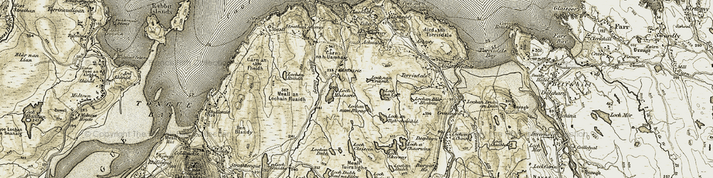 Old map of Alltan Dearg in 1910-1912