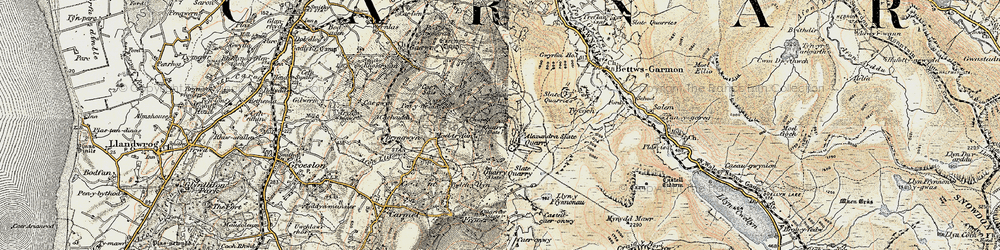 Old map of Moel Tryfan in 1903-1910