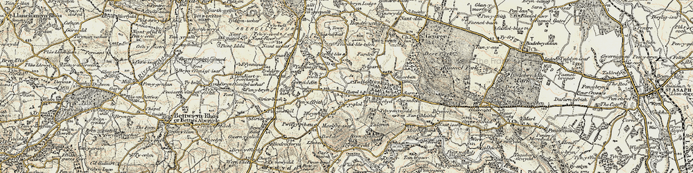 Old map of Bont-y-Gwyddel in 1902-1903