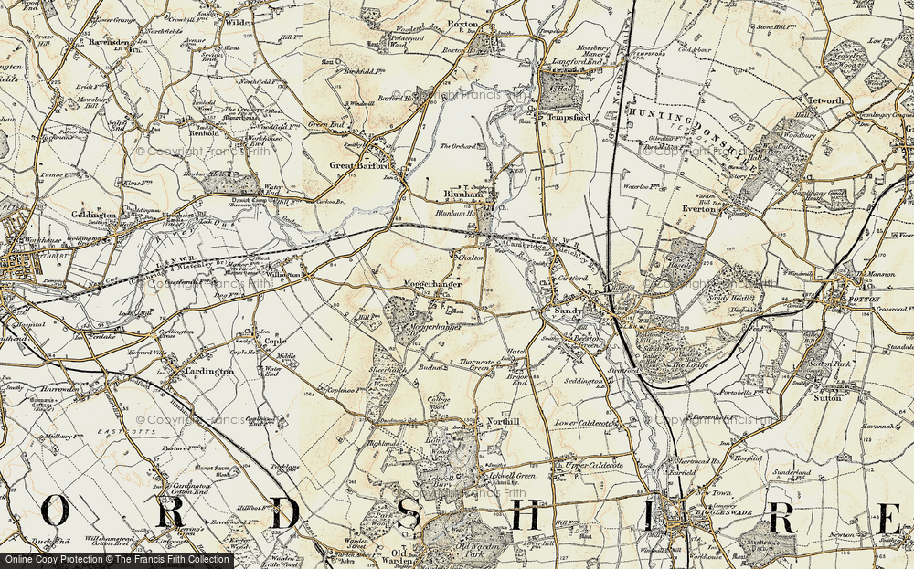 Old Map of Moggerhanger, 1898-1901 in 1898-1901