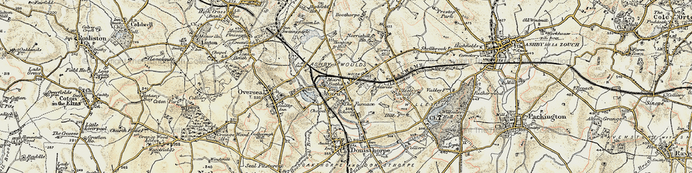 Old map of Ashby-de-la-Zouch Canal in 1902-1903