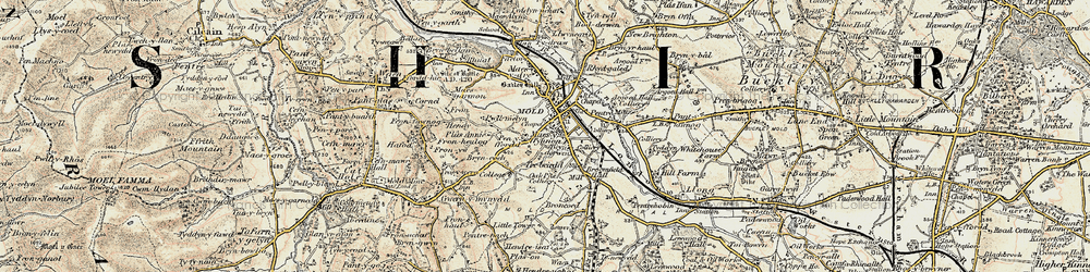Old map of Mold in 1902-1903