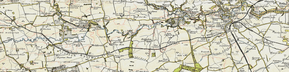 Old map of Molesden in 1901-1903