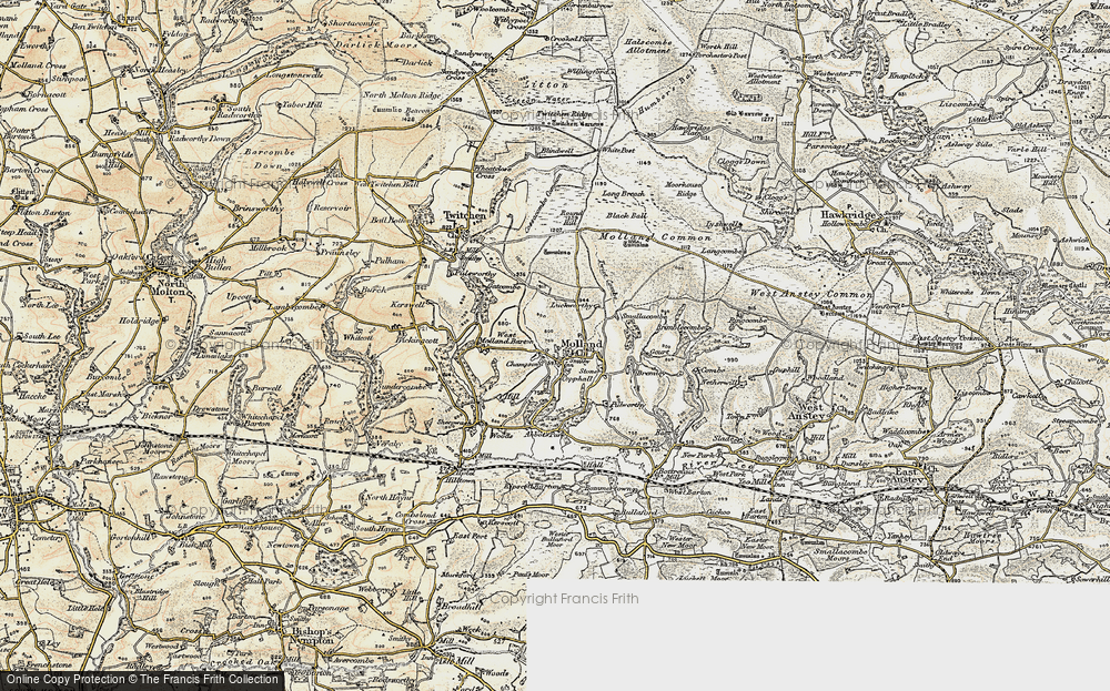 Old Map of Molland, 1900 in 1900